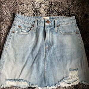 Alice + Olivia Light Blue Distressed Denim Mini Skirt